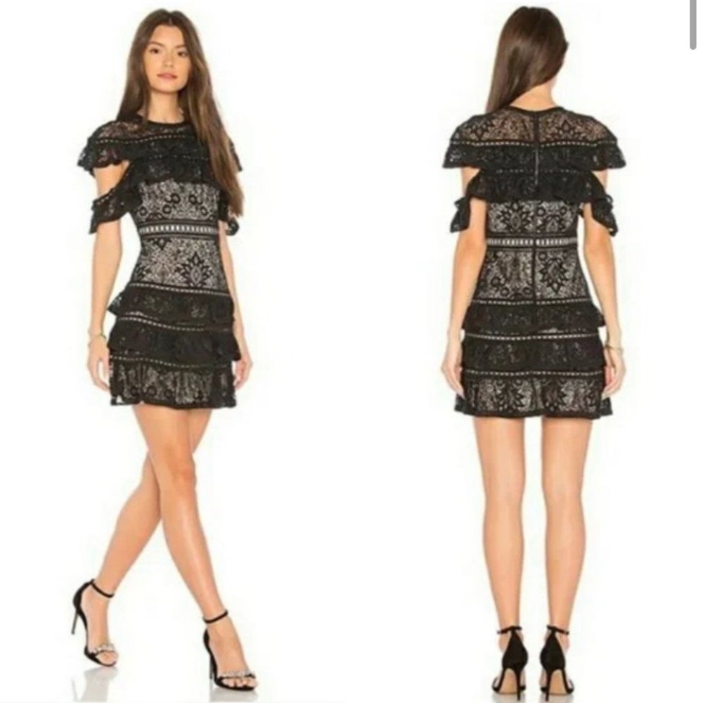 COPY - Alice + Olivia Jolie Mini Dress Black & Nude Lace - Size 4